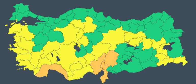 34 KENTE SARI VE TURUNCU KODLU UYARI.. SICAKLIKLAR DÜŞÜYOR