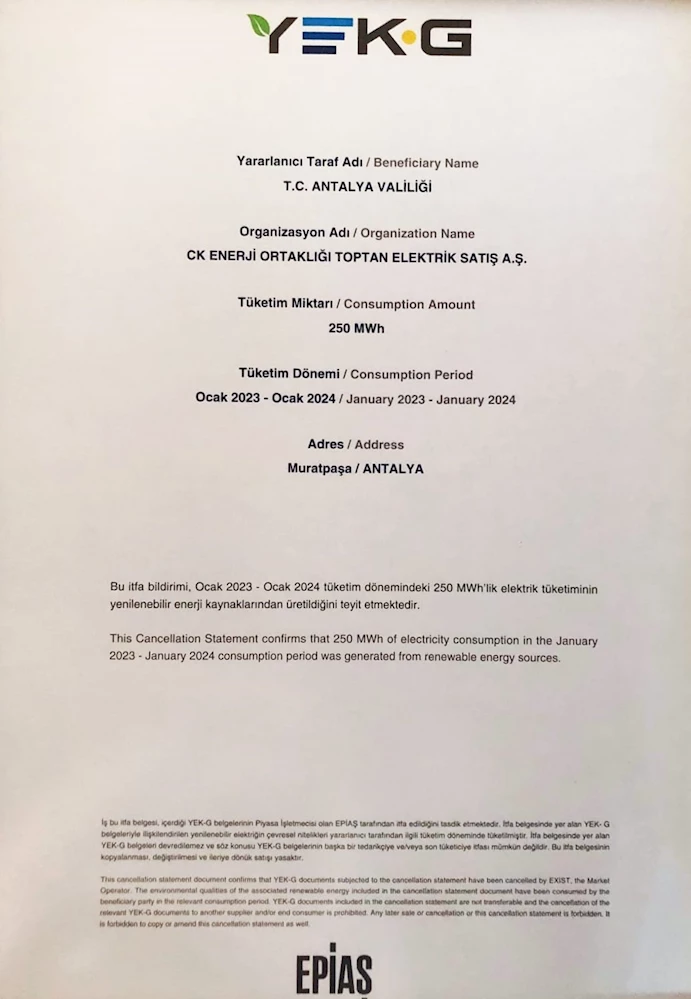 ANTALYA HÜKÜMET KONAĞINDA ‘YEK- G’ GURURU